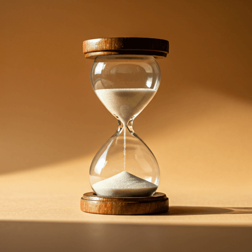 A stylized hourglass illustration representing wasted time